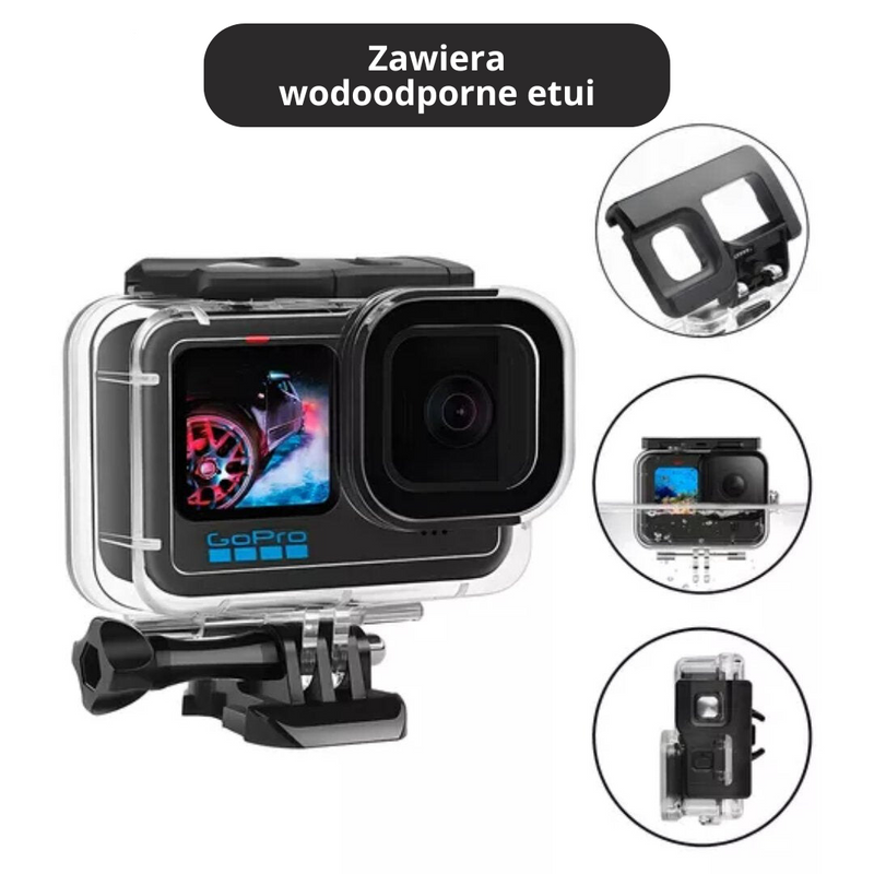 GoPro Hero 10 5K Full HD + wodoodporne etui